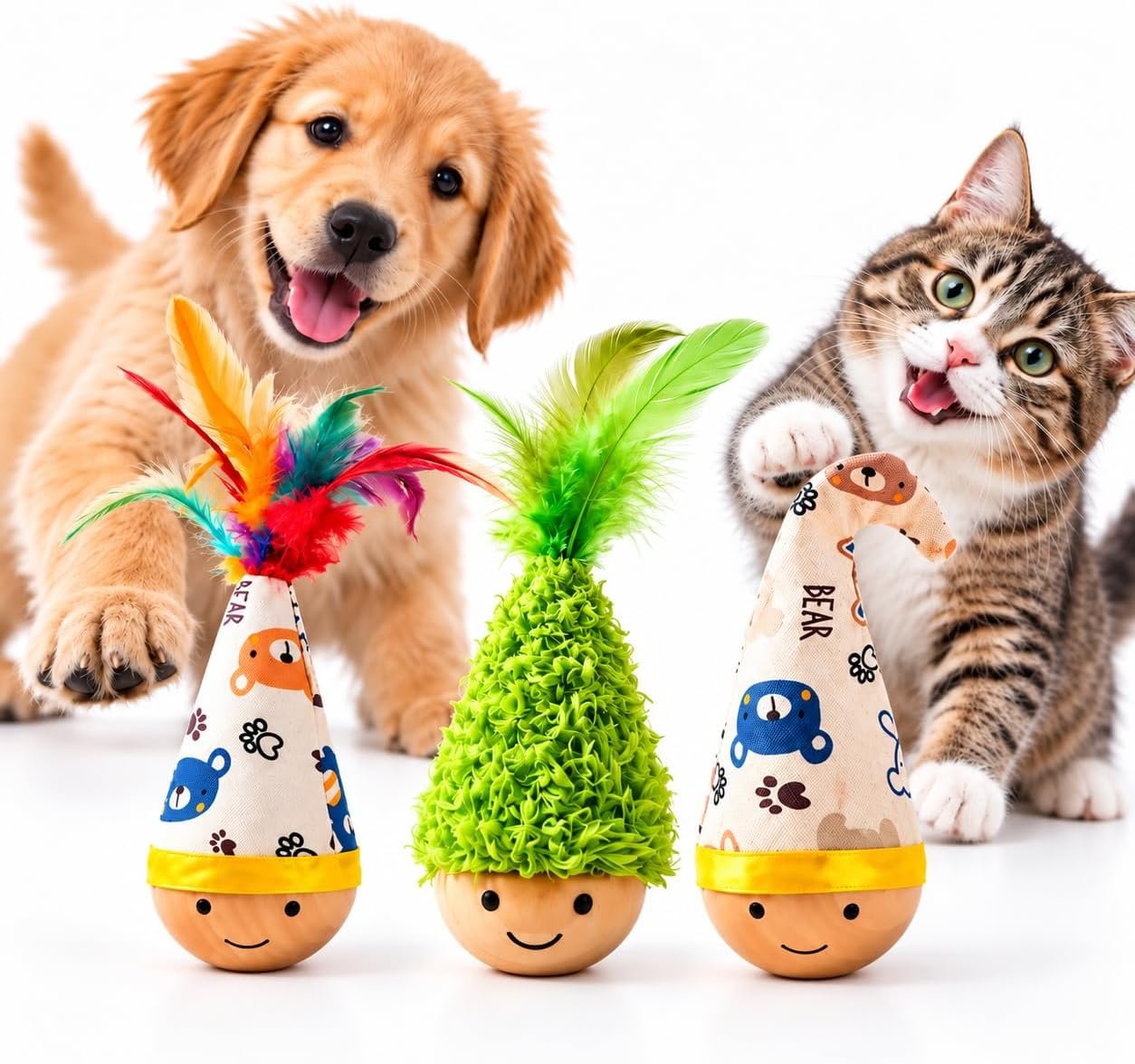 取扱商品：スリー個セット 猫・犬用おもちゃ 起き上がりこぼし 音が鳴る 室内遊び ストレス解消 インタラクティブトイ