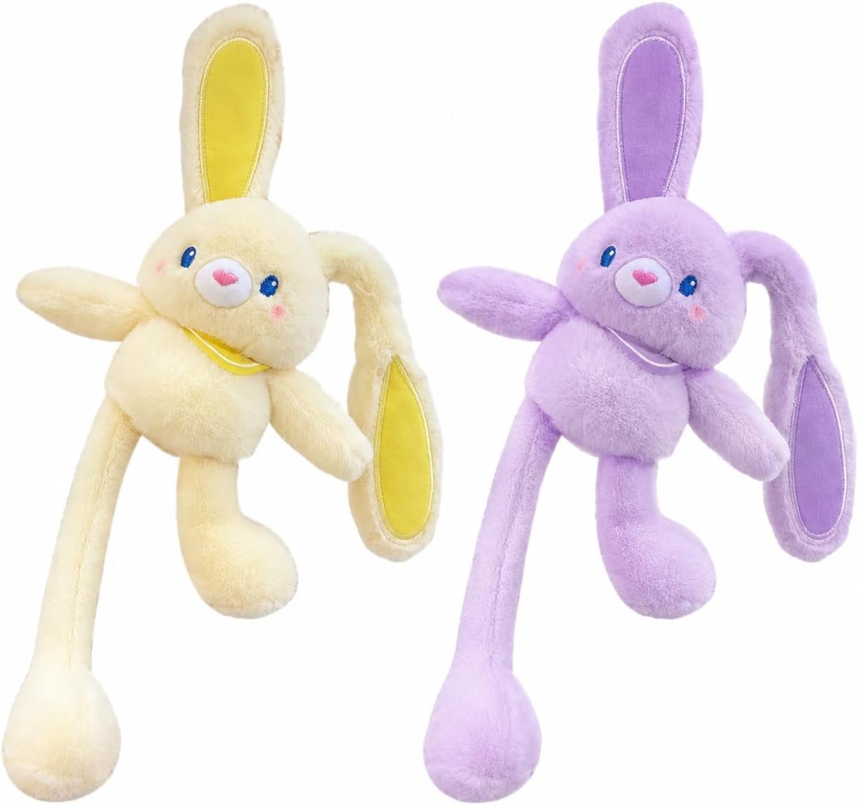 取扱商品：うさぎ ぬいぐるみ 2個セット イエロー＆パープル ペアで楽しめるふわふわラビット 可愛いウサギのぬいぐるみ おそろい ギフト 誕生日 記念日 インテリア